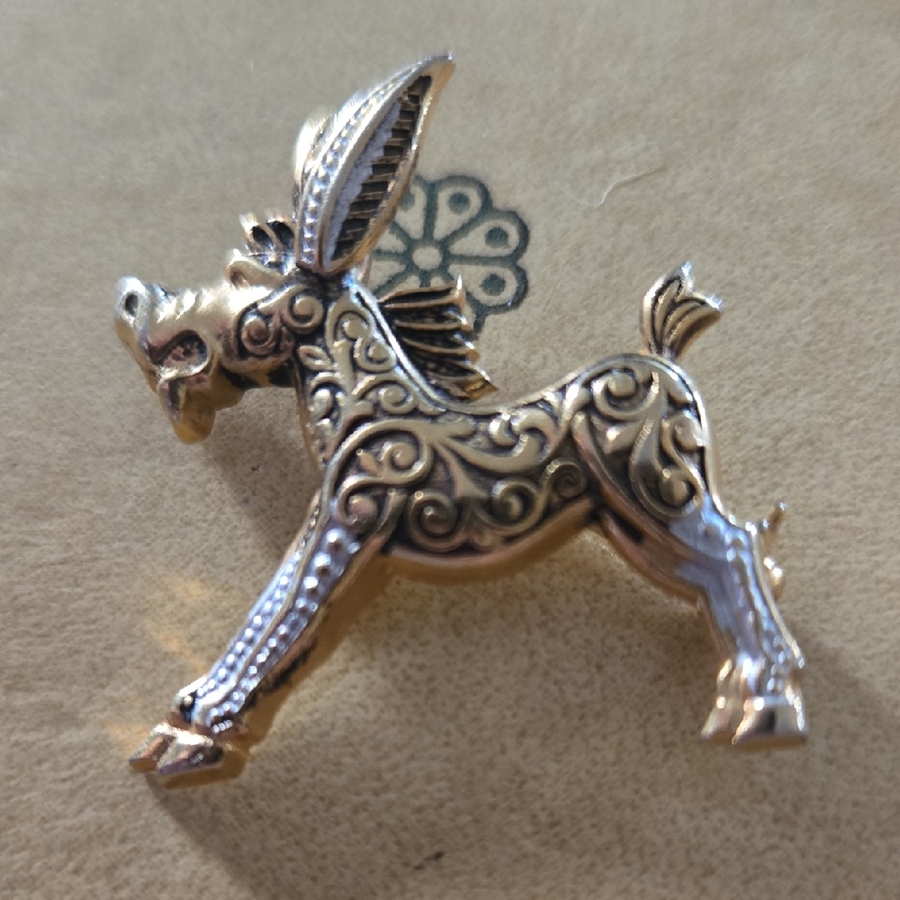 Gold and Silver Donkey Brooch
